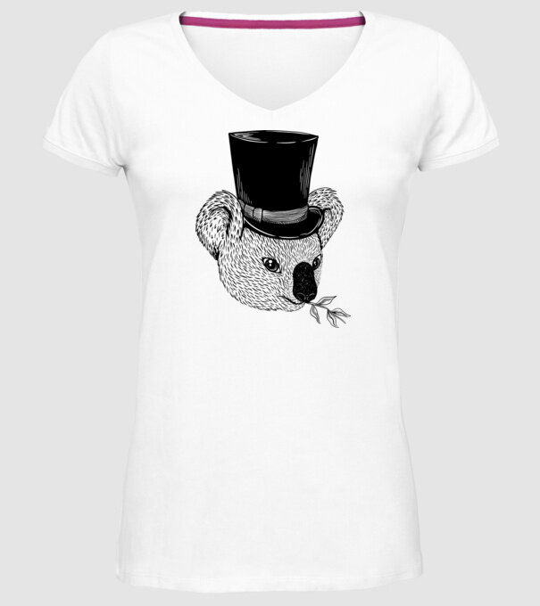 Cilindru Koala model alb pe tricou