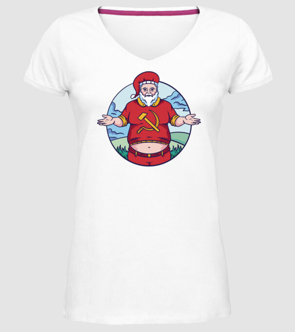 Moș Crăciun comunist model alb pe tricou