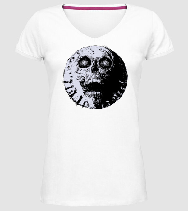 Craniu Lună model alb pe tricou