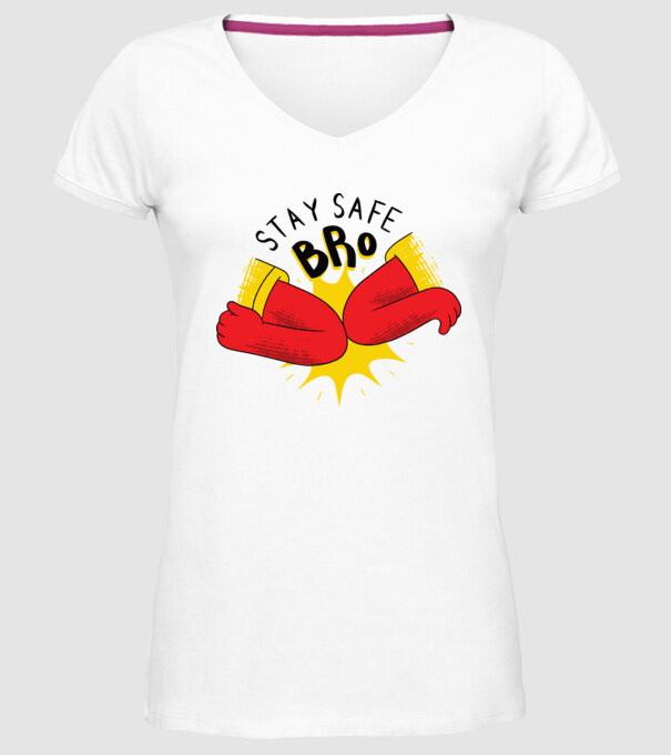 Coronavirus Salut cu cotul model alb pe tricou