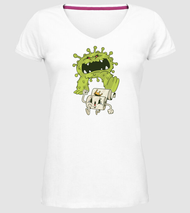 Coronavirus Monstru model alb pe tricou