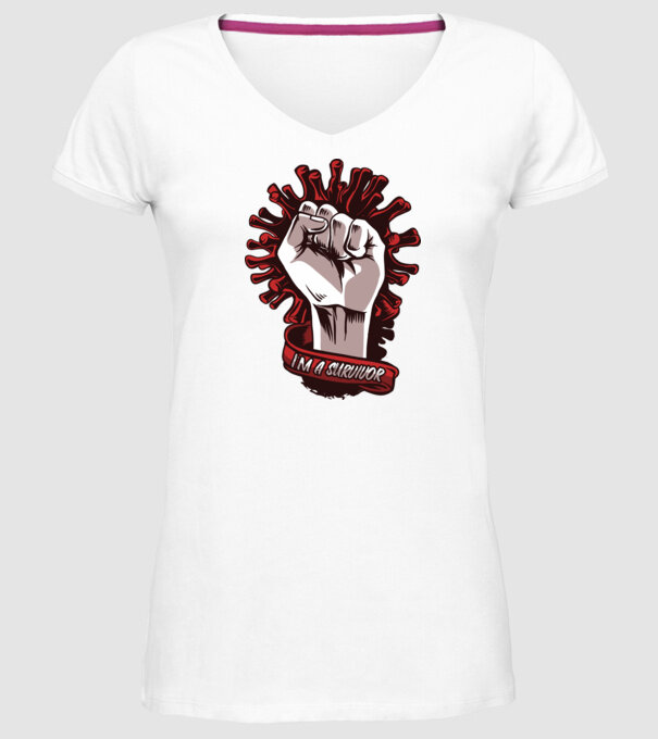 Supraviețuitor Coronavirus model alb pe tricou
