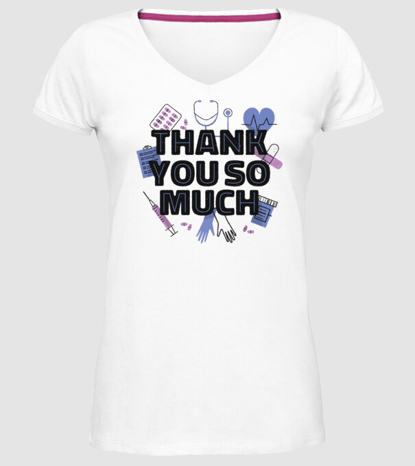 Mulțumim foarte mult - pentru medici model alb pe tricou