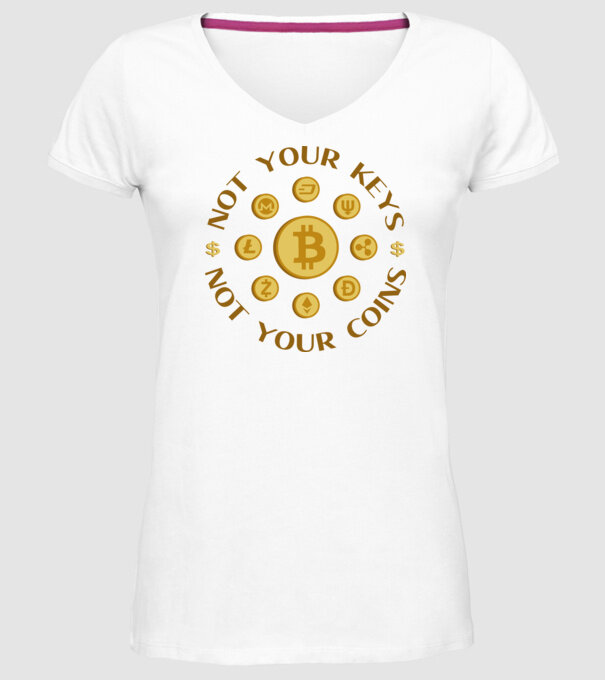 Criptomonede model alb pe tricou