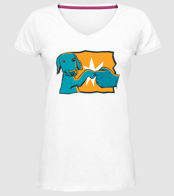 Prietenie Câine Om model alb pe tricou