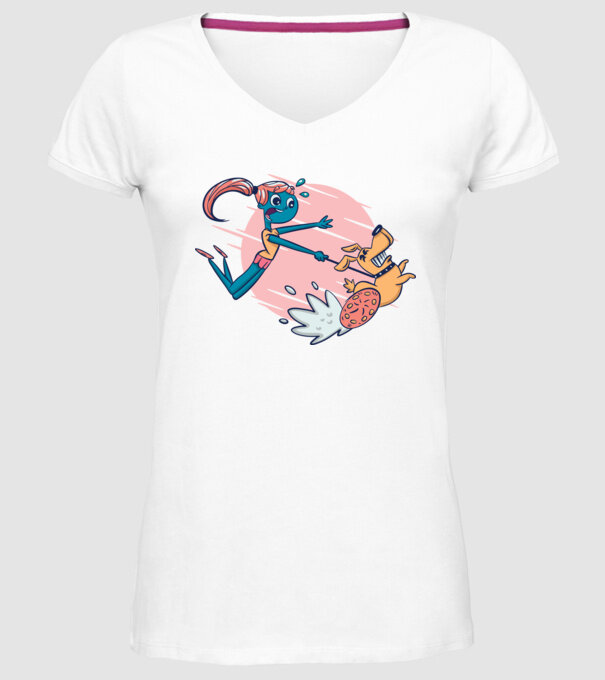 Plimbarea câinilor model alb pe tricou
