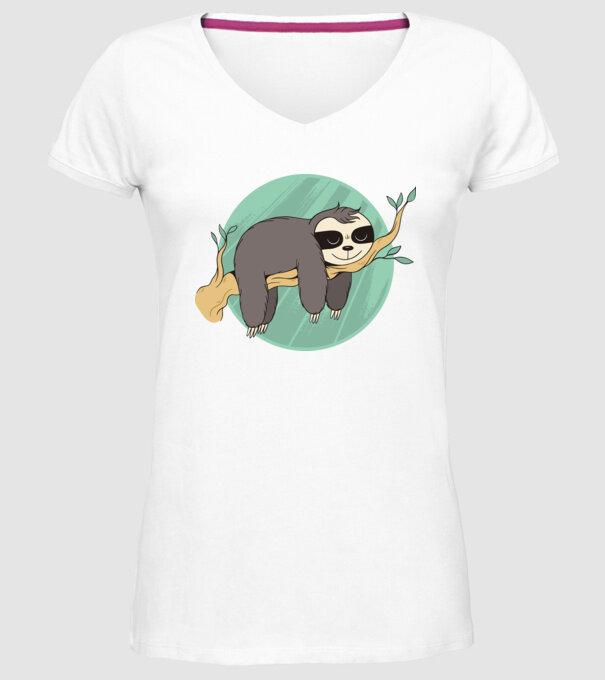 Leneș odihnă model alb pe tricou