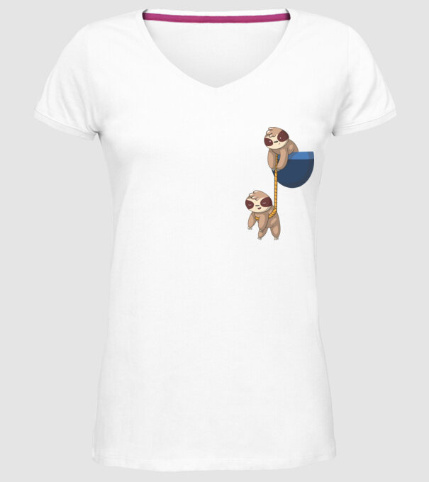 Leneș cu buzunar model alb pe tricou