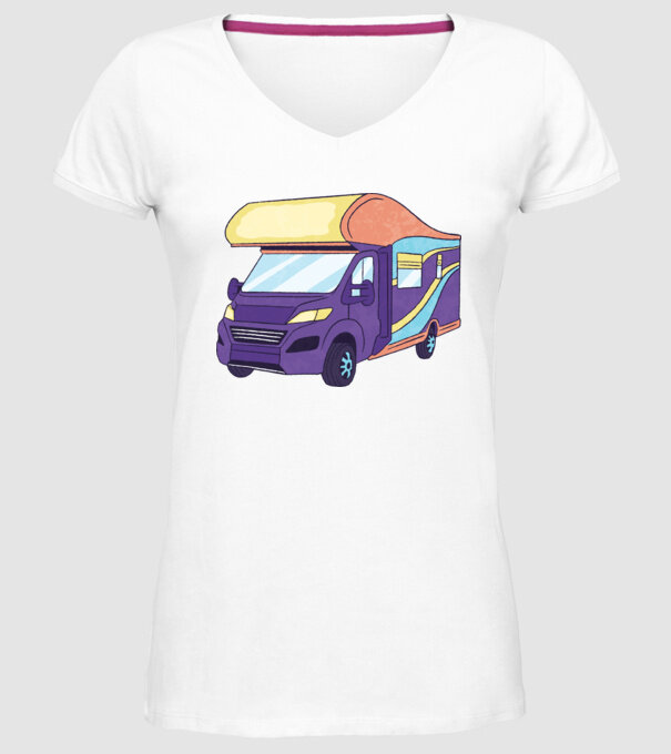 Autorulotă model alb pe tricou