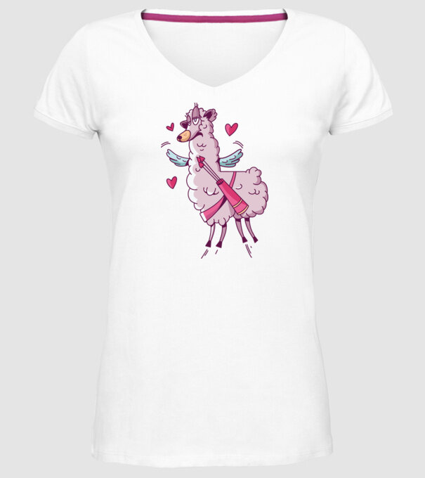 'Dragoste Llama pentru Valentine''s Day' model alb pe tricou