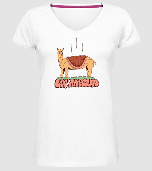 Lamacun Lama model alb pe tricou