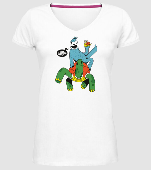 Animale lente model alb pe tricou