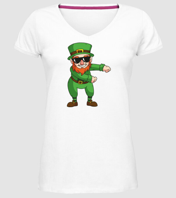 Leprechaun Floss DAB model alb pe tricou