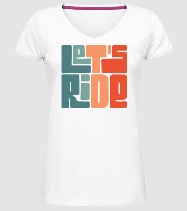 'Let''s Ride - Snowboard' model alb pe tricou