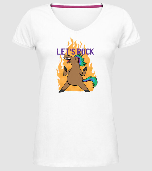 'Let''s Rock - Călăreț' model alb pe tricou