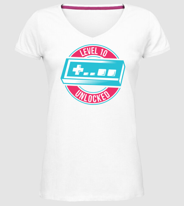 Level 10 Unlocked 10th Birthday model alb pe tricou