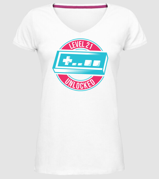 Level 21 Unlocked 21th Birthday model alb pe tricou