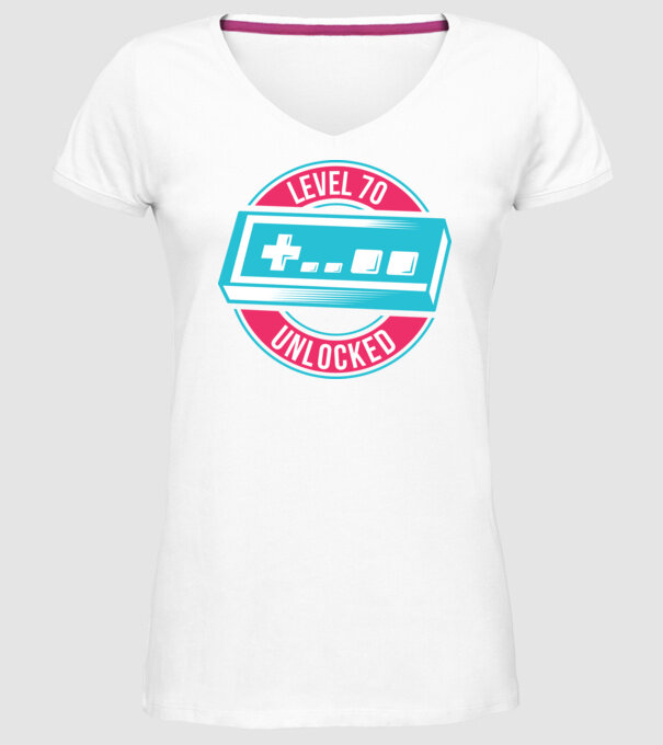 Level 70 Unlocked 70th Birthday model alb pe tricou