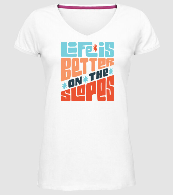 Life is better on the slopes - Snowboard model alb pe tricou