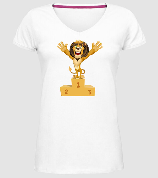 lion champion model alb pe tricou