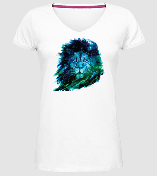 lion color splash model alb pe tricou