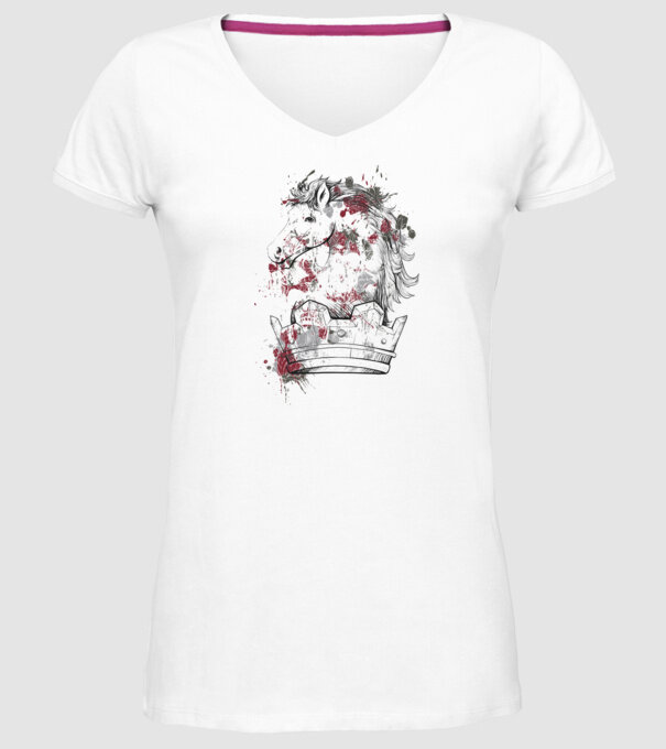Coroană Cal - Șah model alb pe tricou