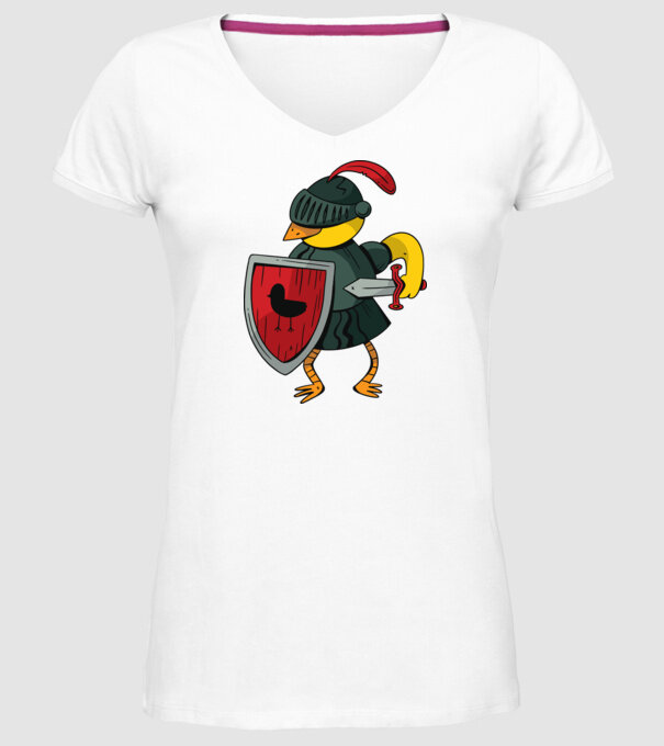 Cavaler Pasăre model alb pe tricou