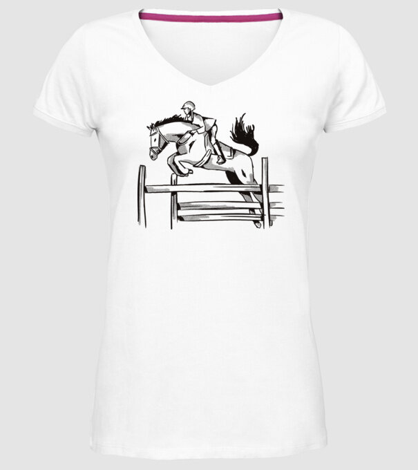 Călăreț model alb pe tricou