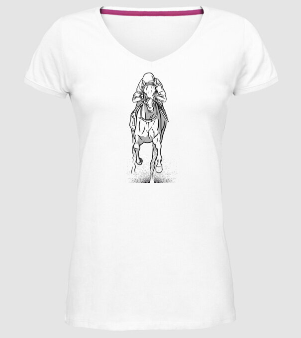 Cursă de cai model alb pe tricou