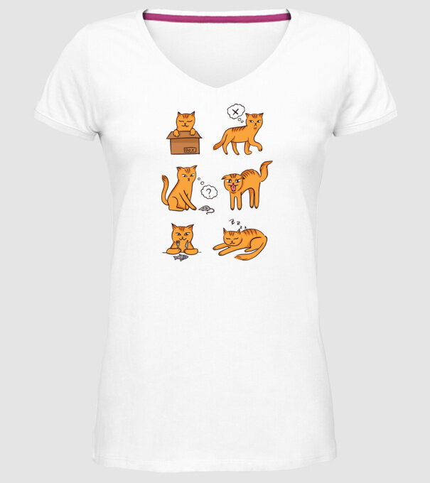 Caracteristici Pisică model alb pe tricou