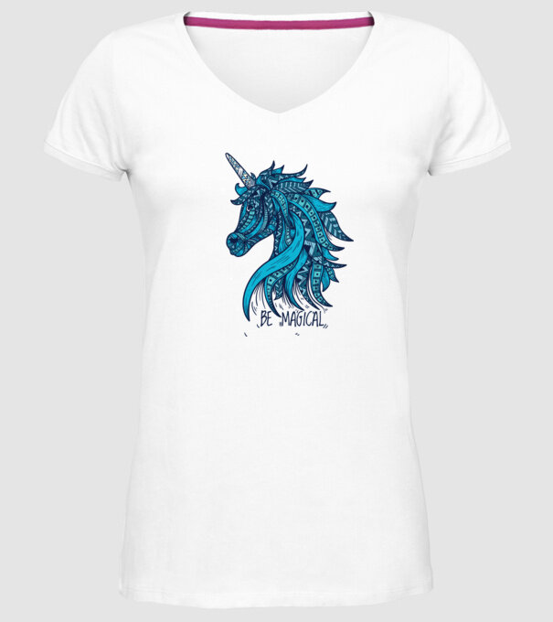 Unicorn magic model alb pe tricou
