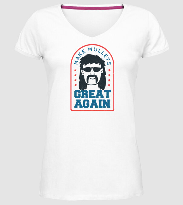 Make Mullets Great Again model alb pe tricou