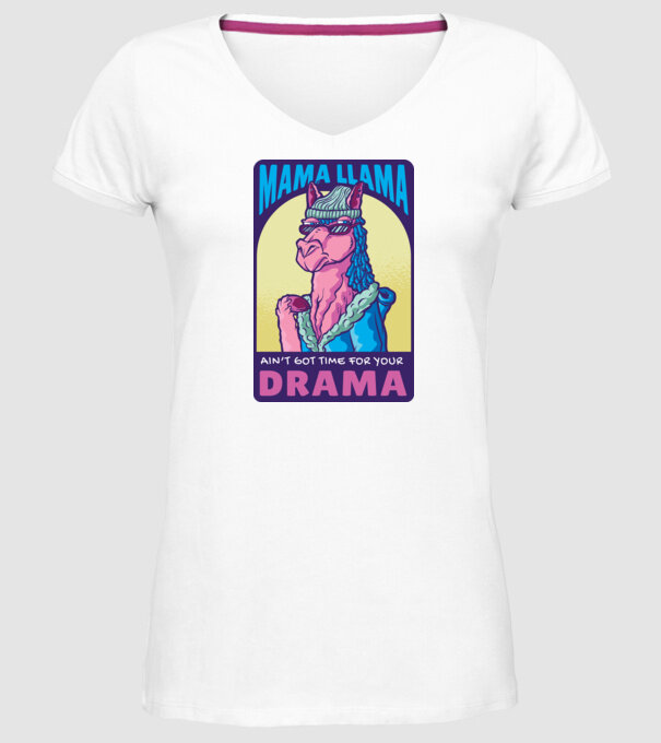 Mama Lama model alb pe tricou