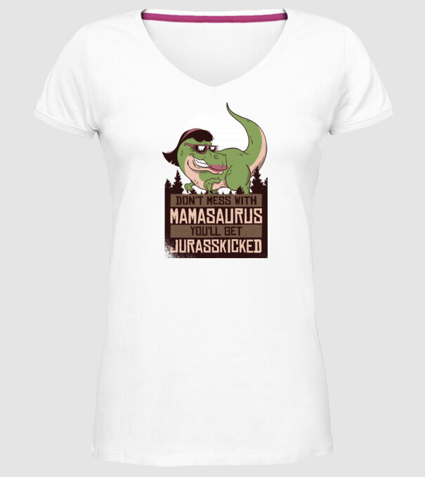 Mamasaurus tricou cu dinozaur model alb pe tricou