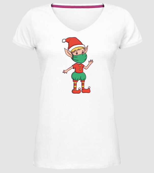 Elf cu mască model alb pe tricou