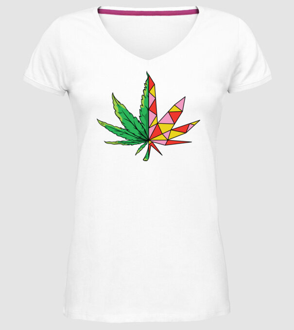 Frunză de marijuana model alb pe tricou