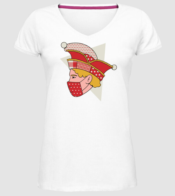 Covid joker model alb pe tricou
