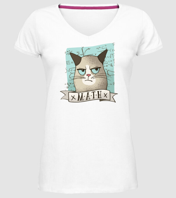 Pisică Matematică model alb pe tricou