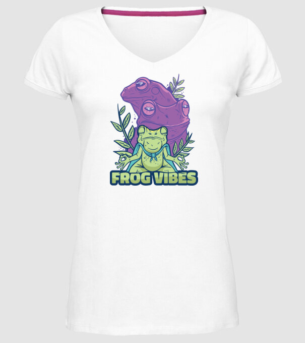 Broasca meditatoare model alb pe tricou