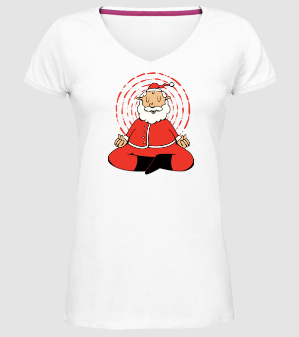 Moș Crăciun meditând model alb pe tricou
