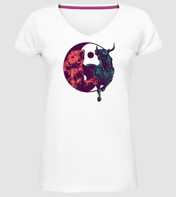 Medve Bika Yin Yang model alb pe tricou