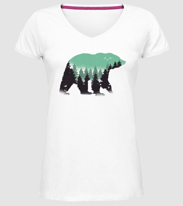 Urs pădure Natură tricou model alb pe tricou