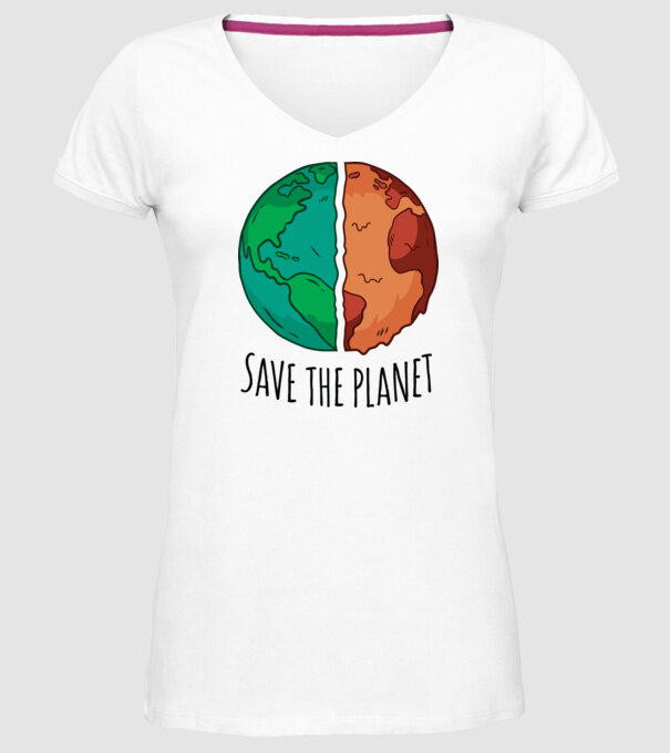 Salvați planeta model alb pe tricou