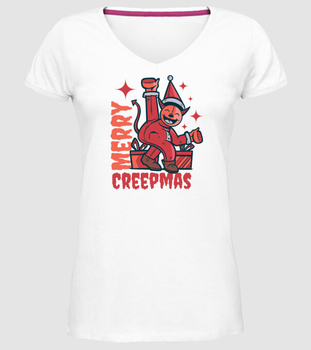 Merry Creepmas model alb pe tricou