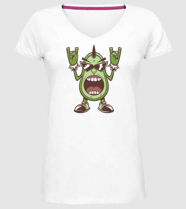 Avocado Metal model alb pe tricou