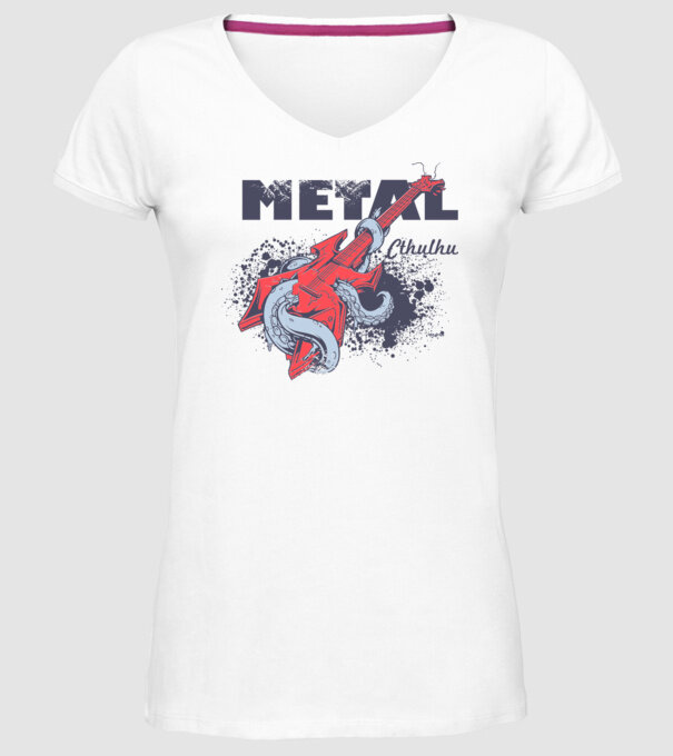 Metal Cthulhu model alb pe tricou