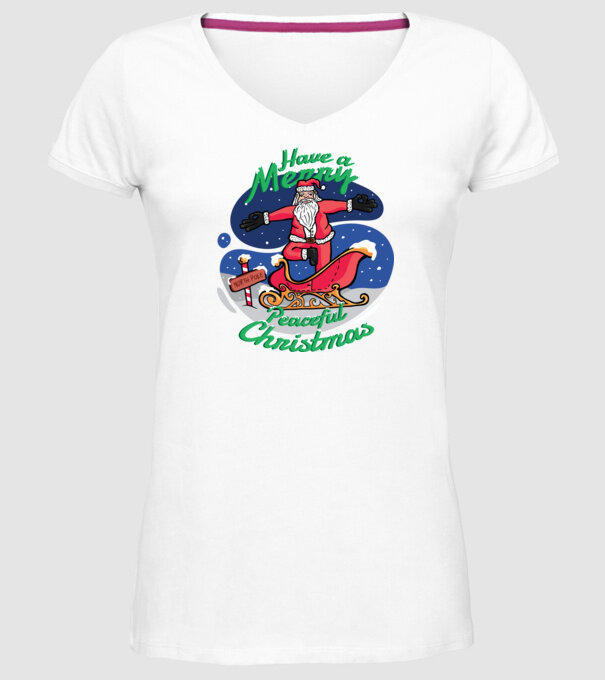 Moș Crăciun Yoga model alb pe tricou