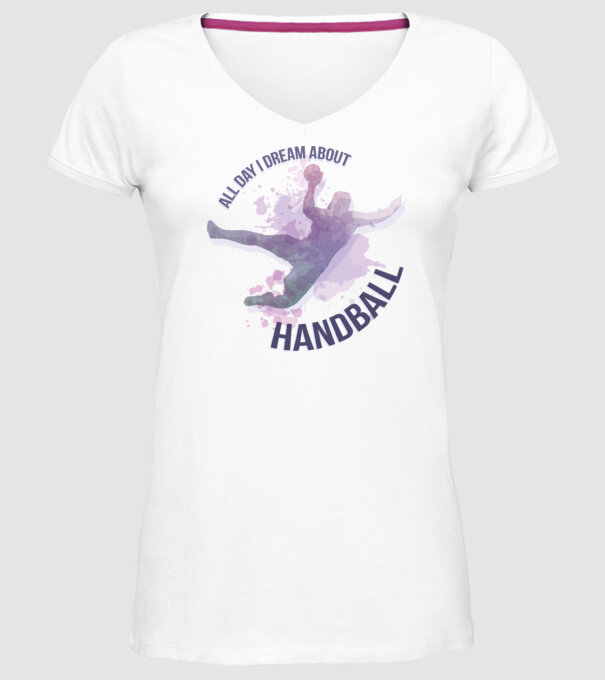 Visez la handbal în fiecare zi model alb pe tricou