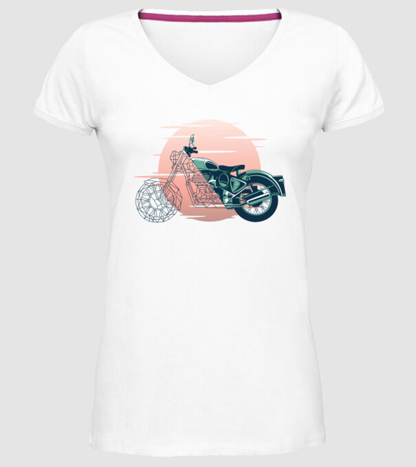 Motocicletă model alb pe tricou