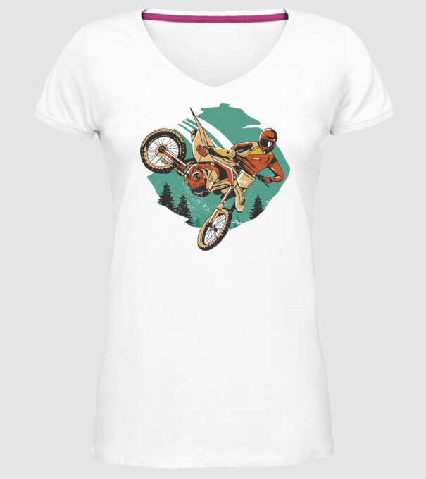 Motociclist motocros model alb pe tricou